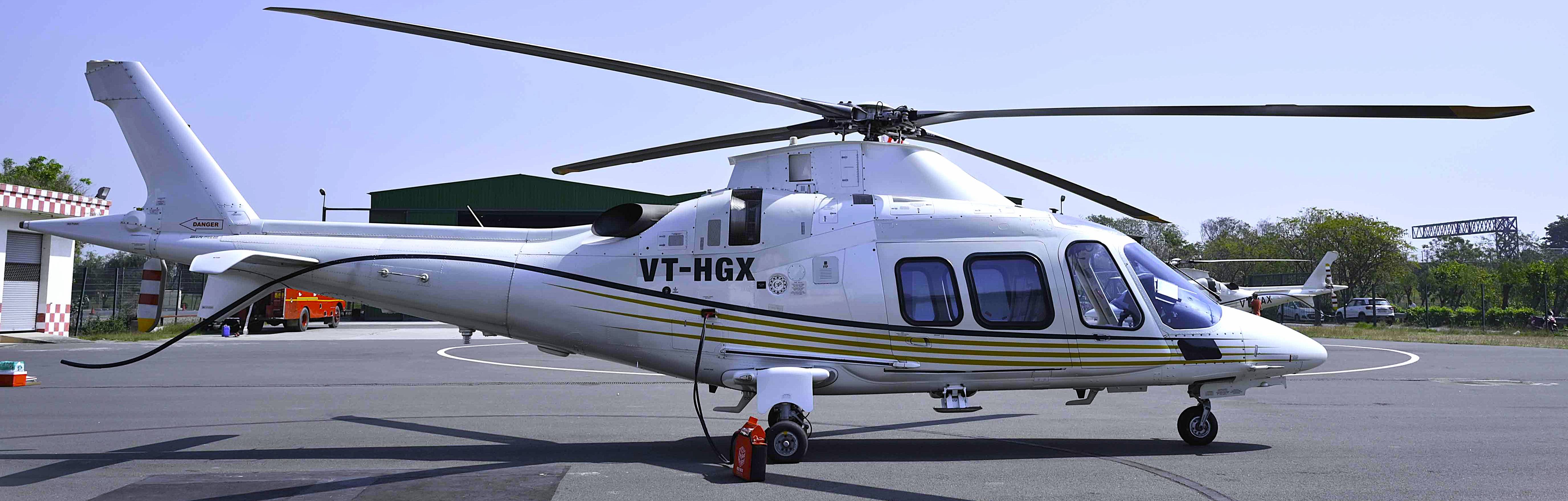 Helicopter flying over mountains